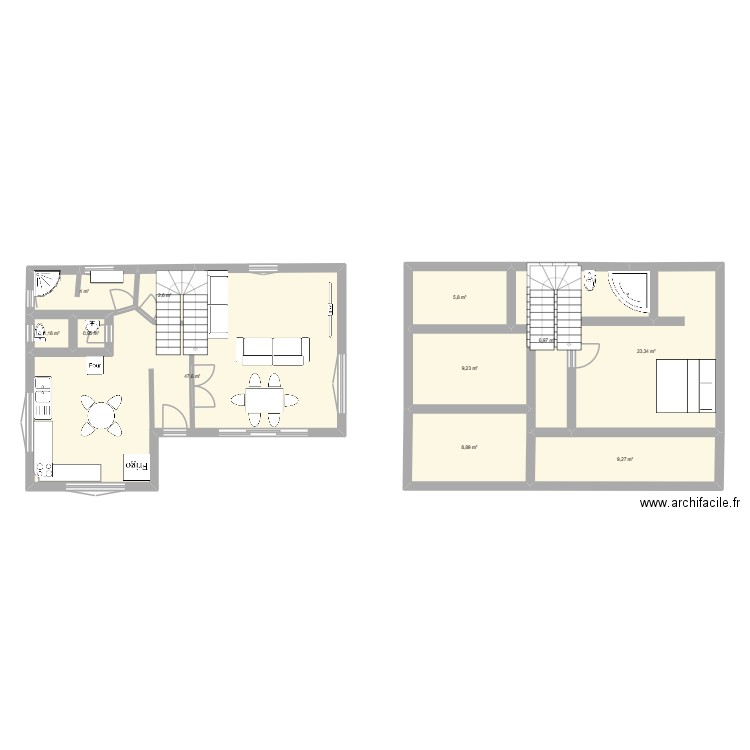 plan trano 60 m2 alasora Miadana. Plan de 11 pièces et 120 m2