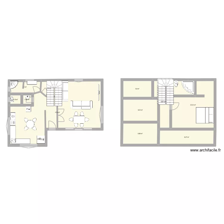 plan trano 60 m2 alasora Miadana. Plan de 