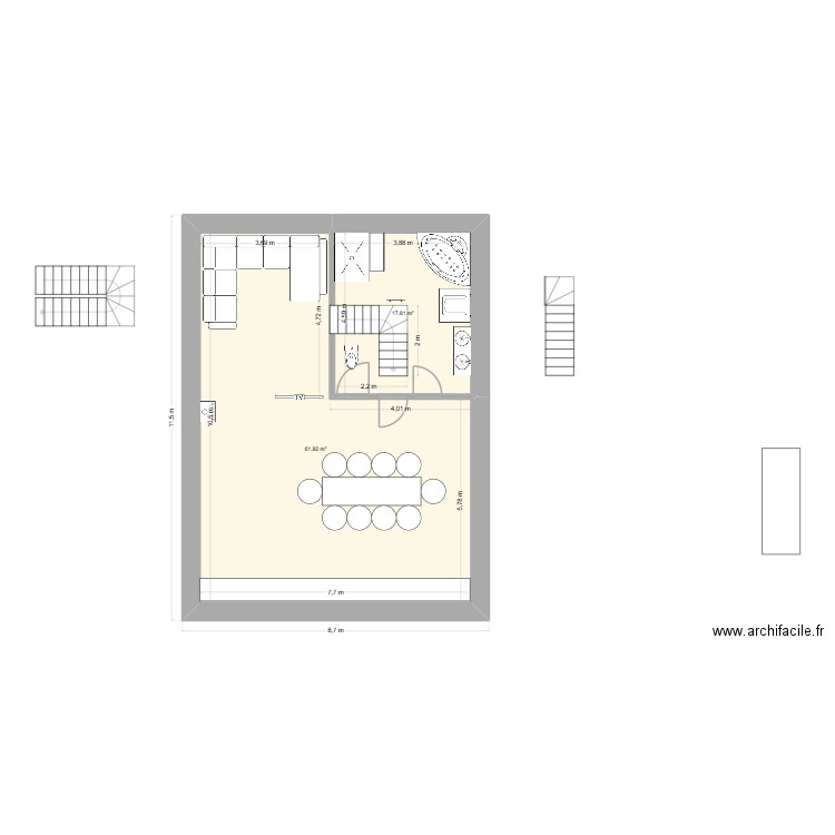 ecurie 1er. Plan de 2 pièces et 80 m2