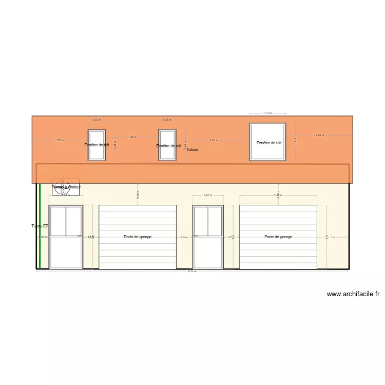 Façade Est projetée. Plan de Façade Est projetée. Plan de