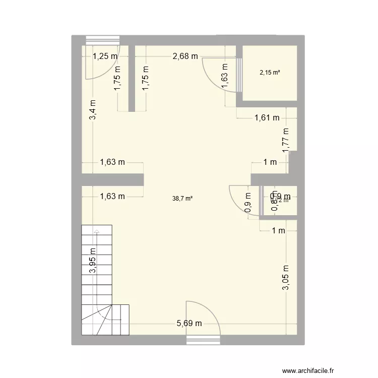 marrain bas. Plan de 3 Pièces et 42 m²