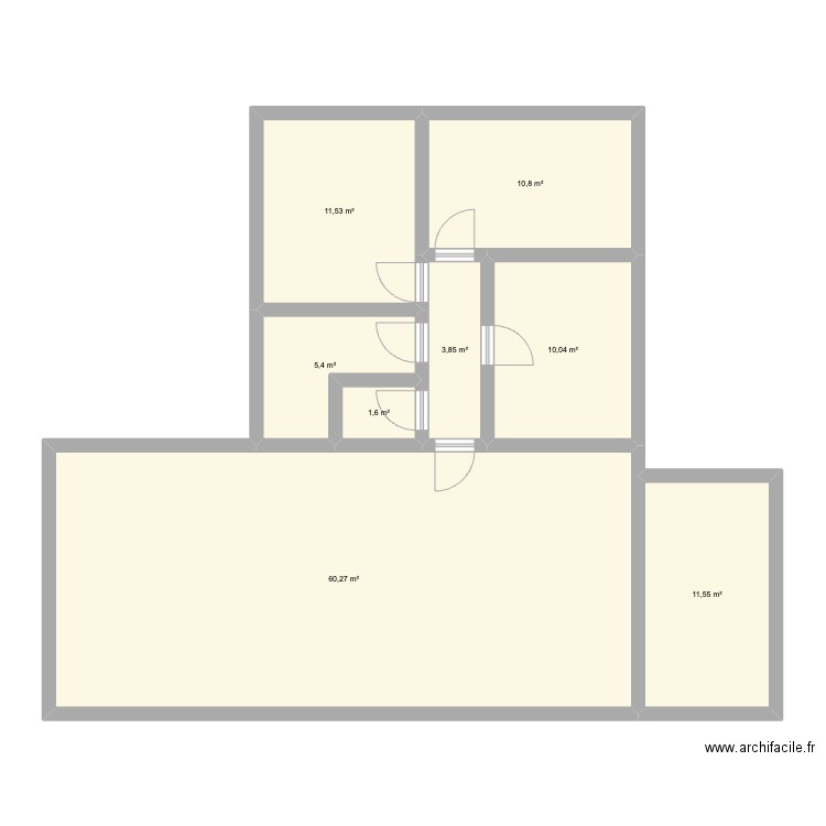 Chambres plein nord. Plan de 8 pièces et 115 m2