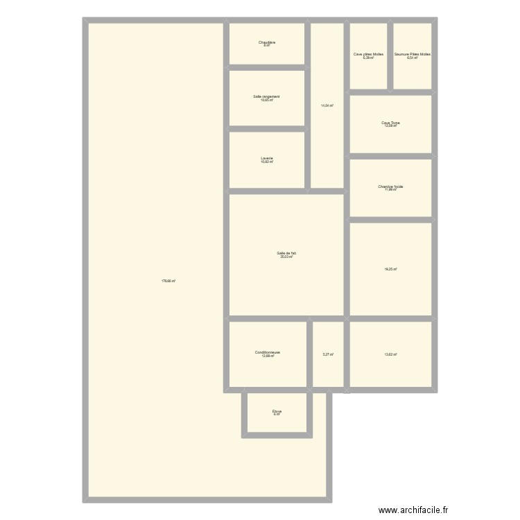 Plan fromagerie boulot. Plan de 15 pièces et 351 m2