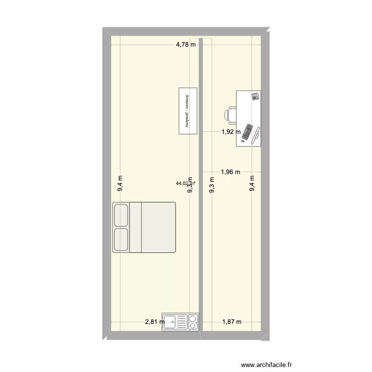 amenagement 1er etages. Plan de 1 et 44 m² amenagement 1er etages. Plan de 1 et 44 m²