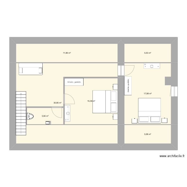 maison 2. Plan de 7 pièces et 91 m2