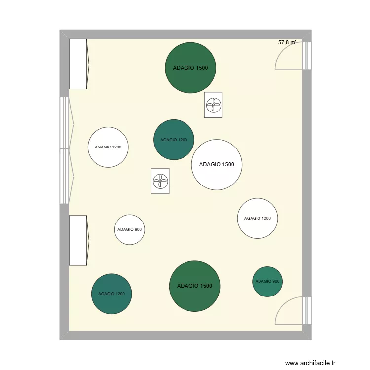 TIER LIEU - MAIRIE DE YEVRES. Plan de 1 Pièce et 58 m² TIER LIEU - MAIRIE DE YEVRES. Plan de 1 Pièce et 58 m²