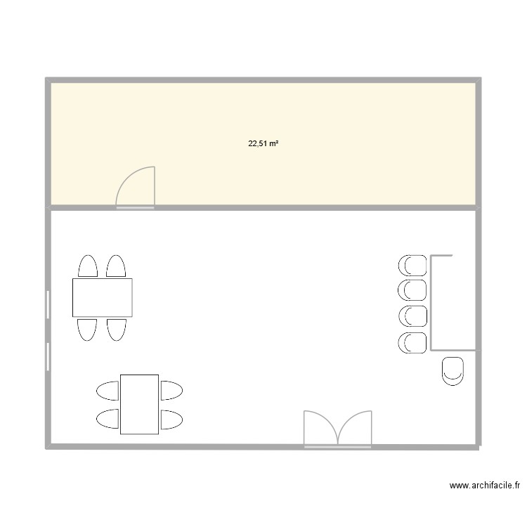 JACKY BAR. Plan de 1 pièce et 23 m2