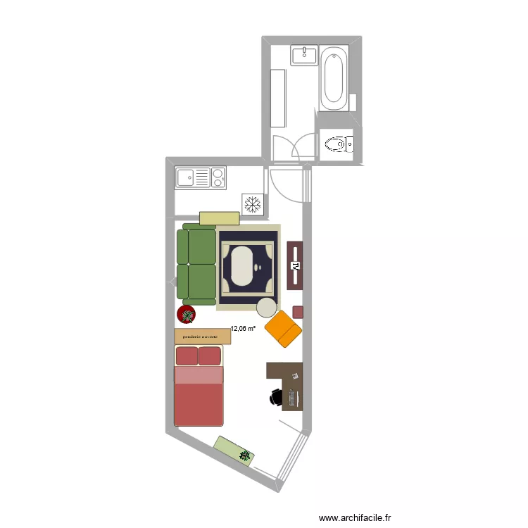 Poussin 2. Plan de 1 Pièce et 19 m² Poussin 2. Plan de 1 Pièce et 19 m²