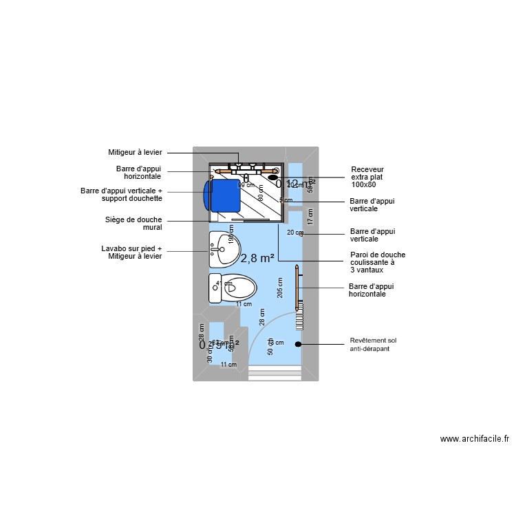 Projet NGUON MUY. Plan de 3 pièces et 3 m2