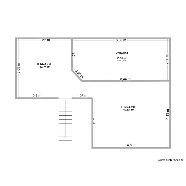 PLAN VERANDA. Plan de 1  et 16 m²