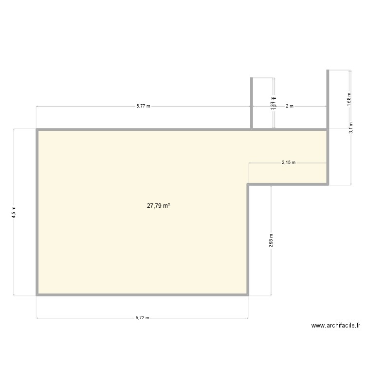 VONDRA terrasse. Plan de 1 pièce et 28 m2