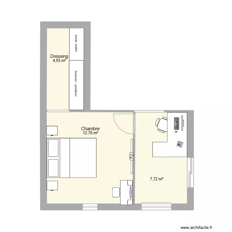 extension. Plan de 3  et 25 m²