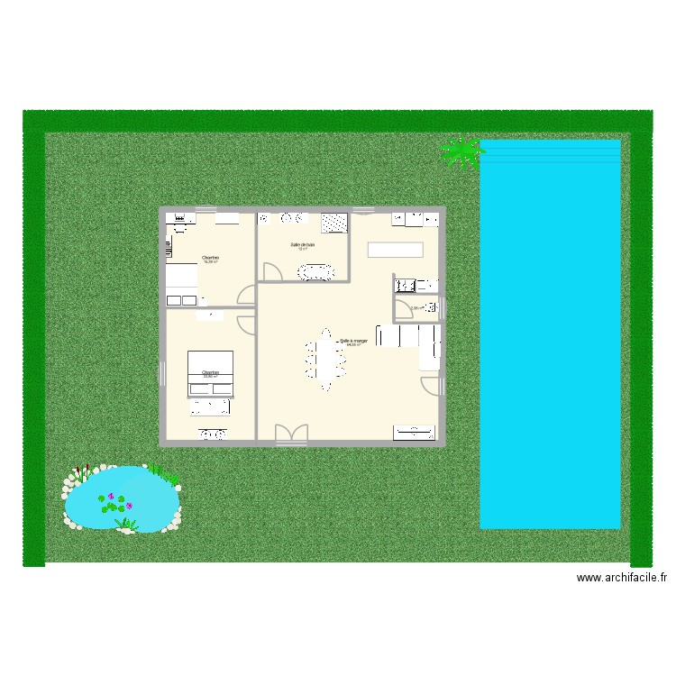 caca. Plan de 5 pièces et 118 m2