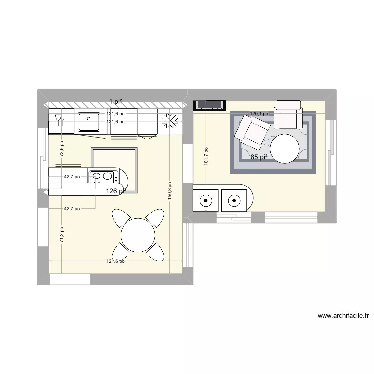 Cuisine milieu. Plan de 