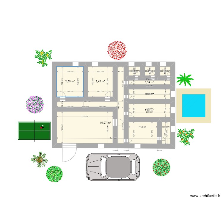 TCHANDANE Architecte. Plan de 9 pièces et 21 m2