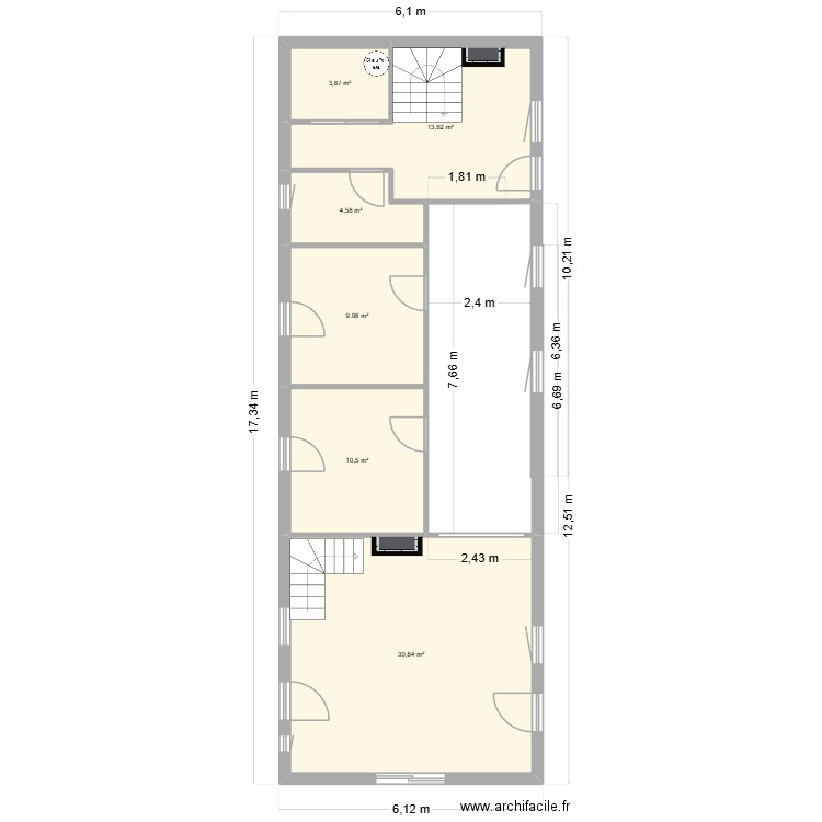 CHALUMEAU. Plan de 6 pièces et 74 m2