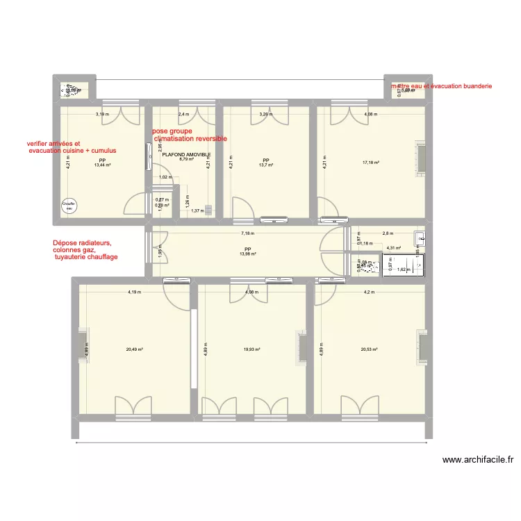 2 nd etage plombier. Plan de 13 Pièces et 136 m² 2 nd etage plombier. Plan de 13 Pièces et 136 m²