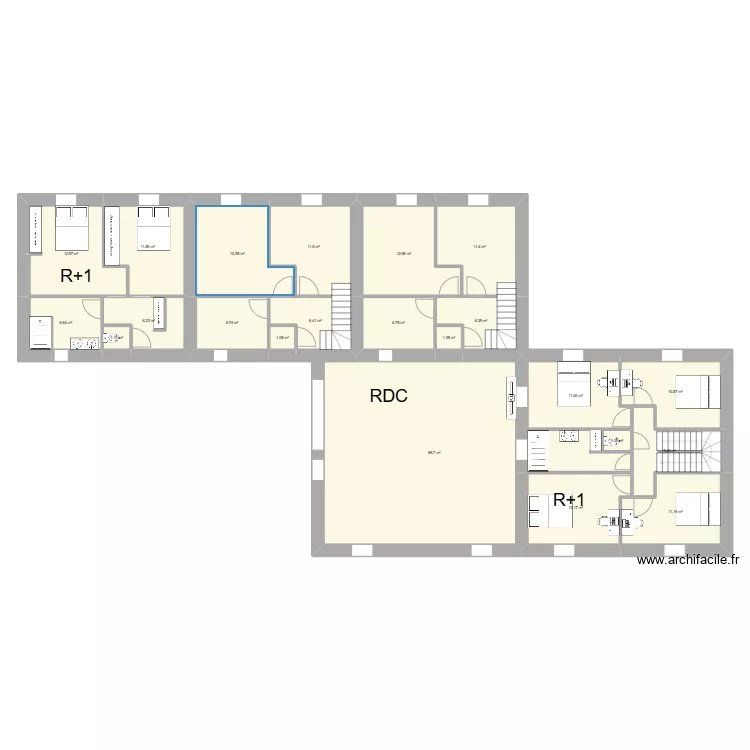 Existant maison de Montelier ETAGE. Plan de 