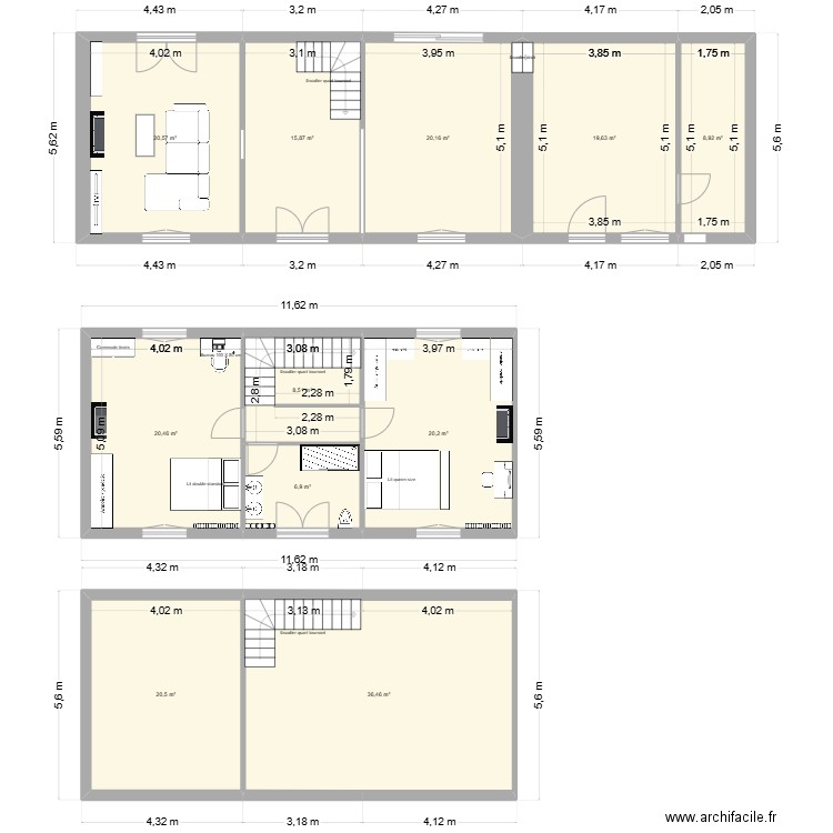 Après Tx. Plan de 11 pièces et 198 m2