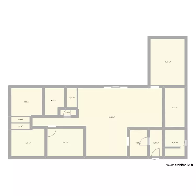 milly. Plan de 14 pièces et 127 m²