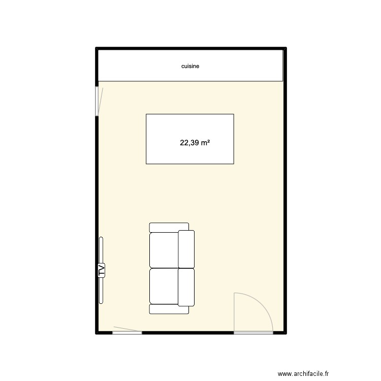 ille. Plan de 1 pièce et 22 m2