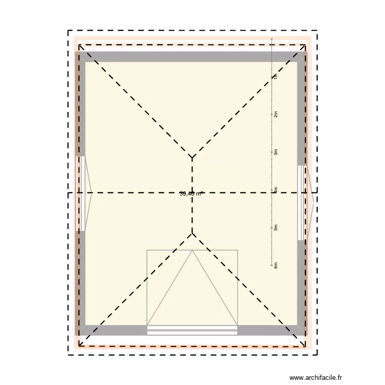Futur Garage L 8m x l 6m 48 m2 mod 1. Plan de 1  et 39 m²