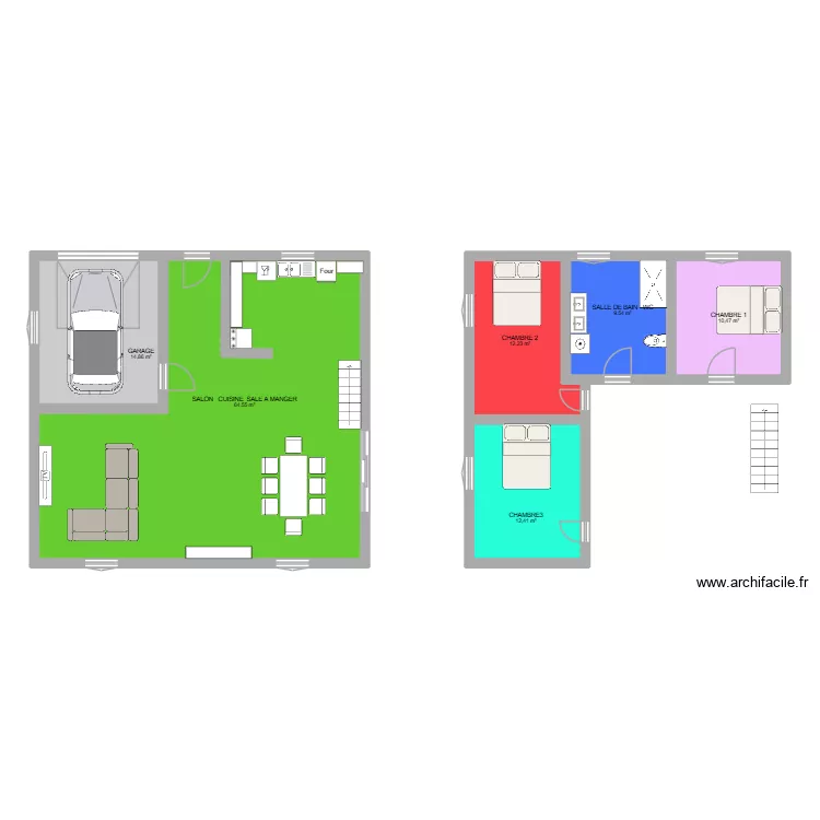 maison l. Plan de 6 Pièces et 124 m²