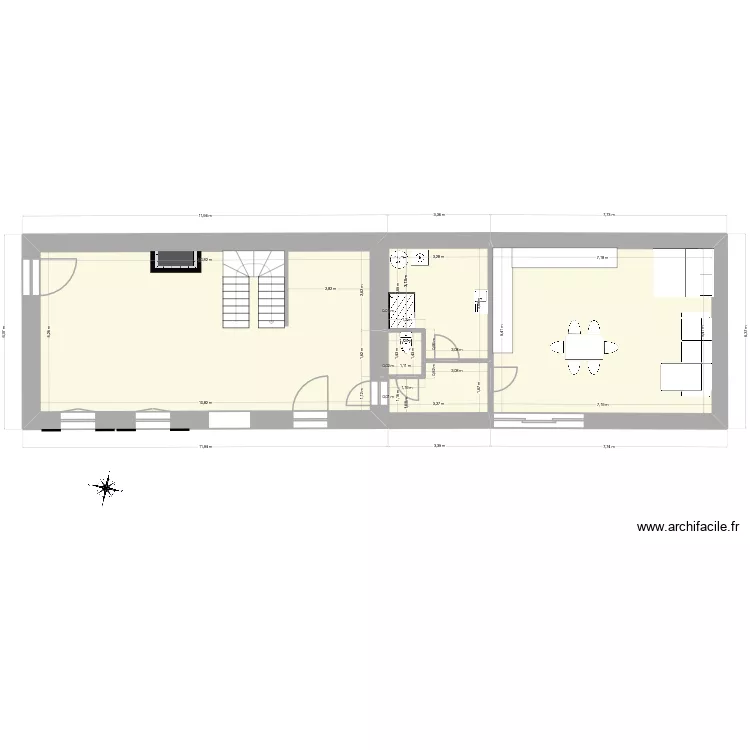 Keranfiol RDC d&eacute;m&eacute;nagement. Plan de 5 pièces et 113 m²