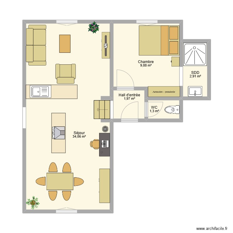 Louveigné. Plan de 5 pièces et 50 m2