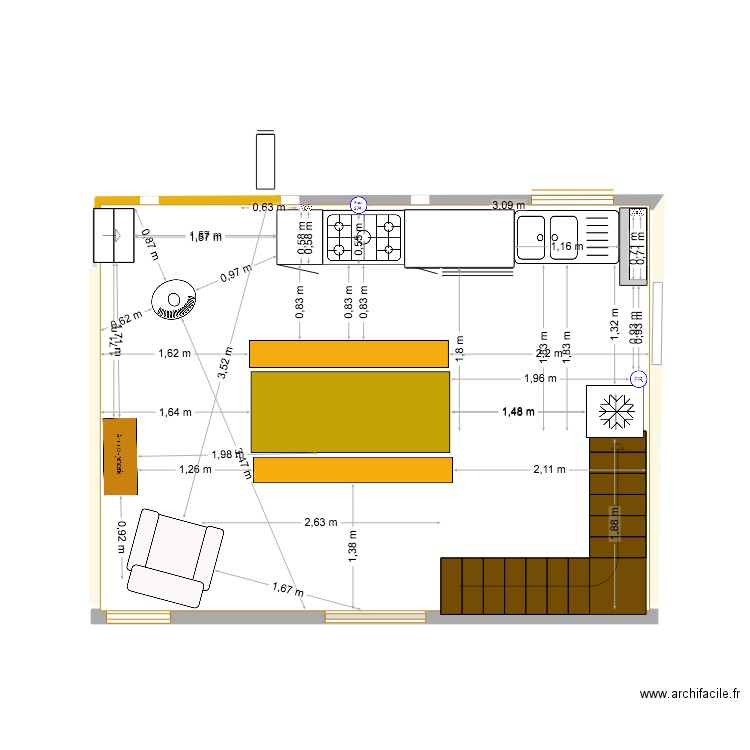 Longères 4 cuisine séjour. Plan de 0 pièce et 0 m2