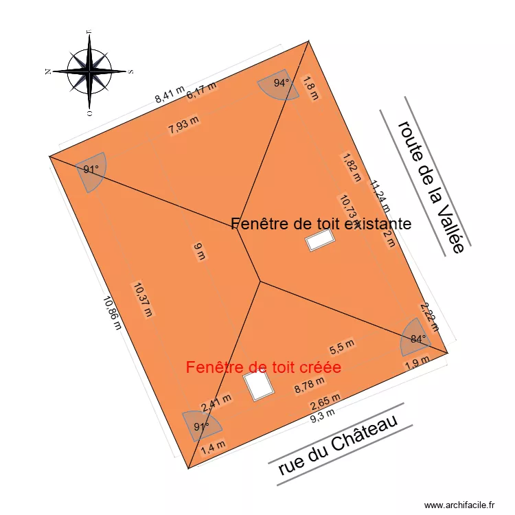 Plan de masse - toiture ancienne mairie. Plan de 2  et 176 m²