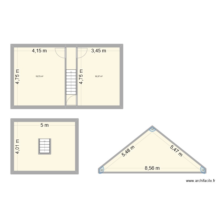 bacart-2-3. Plan de 5 pièces et 77 m2