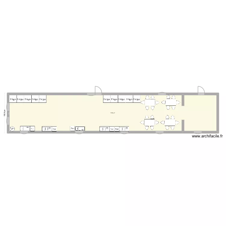 cuisine 50. Plan de 1  et 110 m²