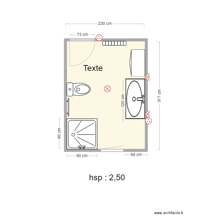 MARCILLOUX SALLE D'EAU EXISTANTE. Plan de 1 pièce et 7 m2