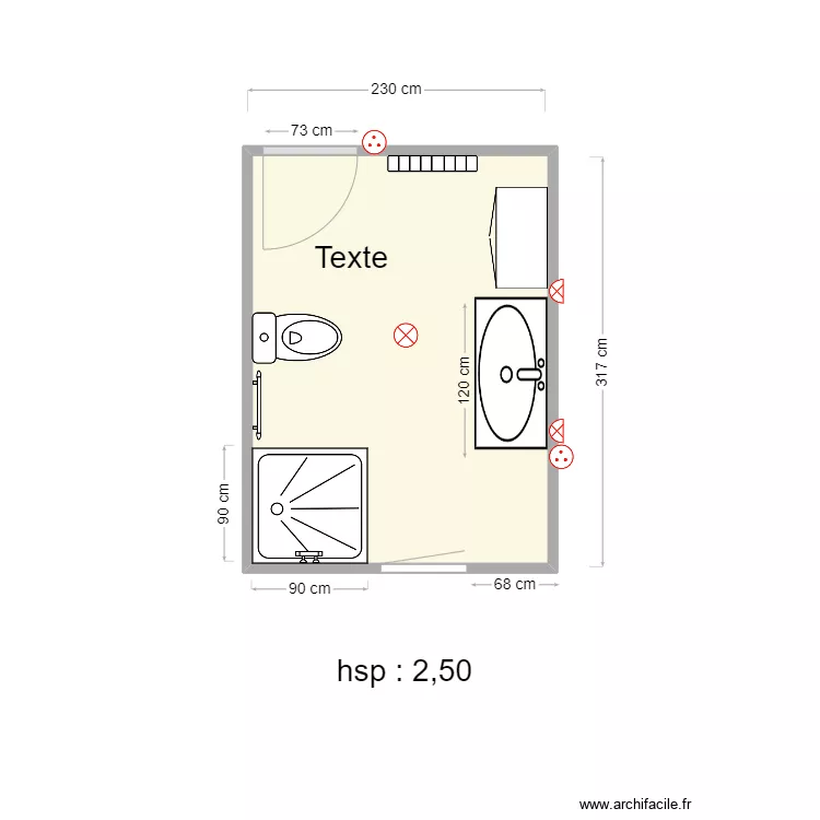 MARCILLOUX SALLE D'EAU EXISTANTE. Plan de MARCILLOUX SALLE D'EAU EXISTANTE. Plan de