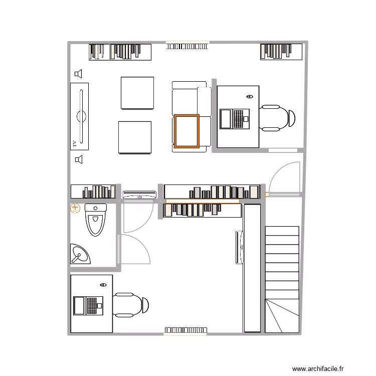 2 bureaux meubles neufs + existants encastrés. Plan de 3 et 37 m² 2 bureaux meubles neufs + existants encastrés. Plan de 3 et 37 m²