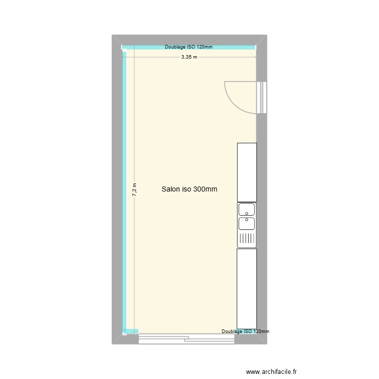 PAULET salon RDC. Plan de 1 pièce et 24 m2