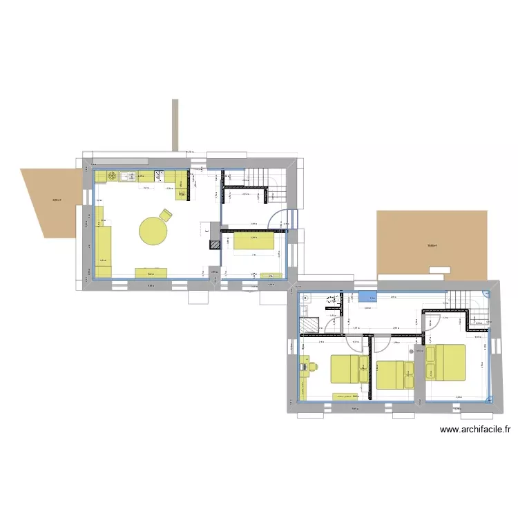 Les Farges 3 NEW. Plan de 2 Pièces et 107 m²