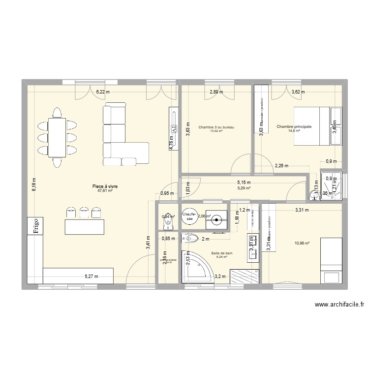 plan maison dimension reelle. Plan de 9 pièces et 102 m2
