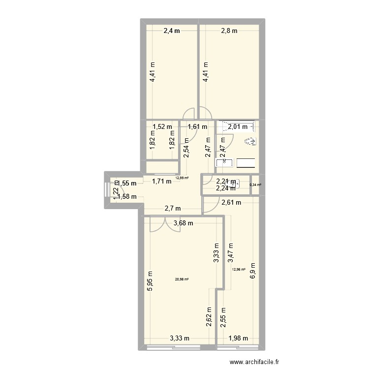 arago2. Plan de 9 pièces et 79 m2