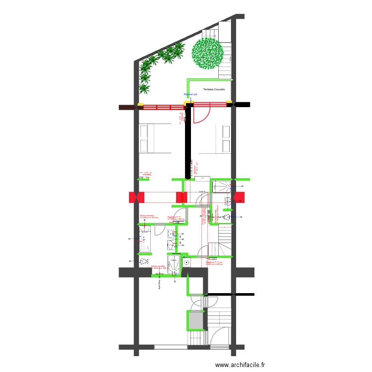 BAUCQ 77 Rez de Jardin Eau Chauffage. Plan de 10 pièces et 91 m2
