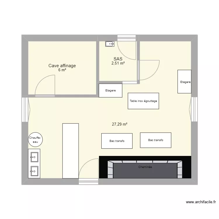 Fromagerie. Plan de 3 Pièces et 36 m² Fromagerie. Plan de 3 Pièces et 36 m²