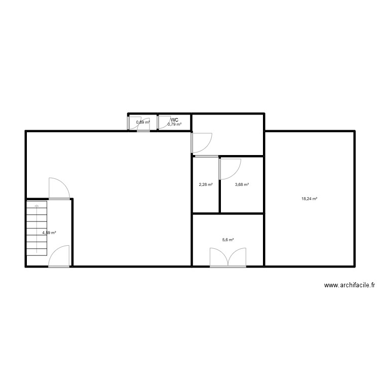 Flaba. Plan de 7 pièces et 36 m2
