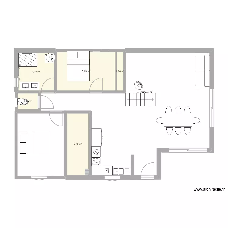 Plan Costerg 2. Plan de 5  et 22 m²