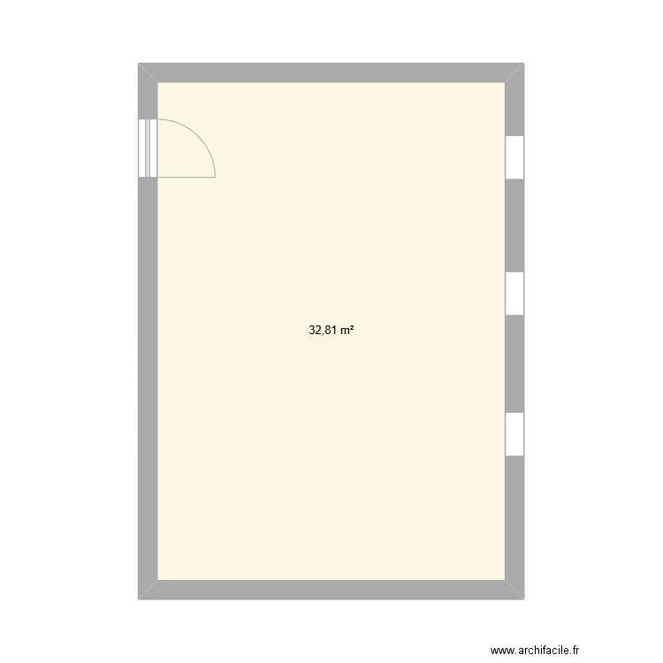 Science. Plan de 1 pièce et 33 m2