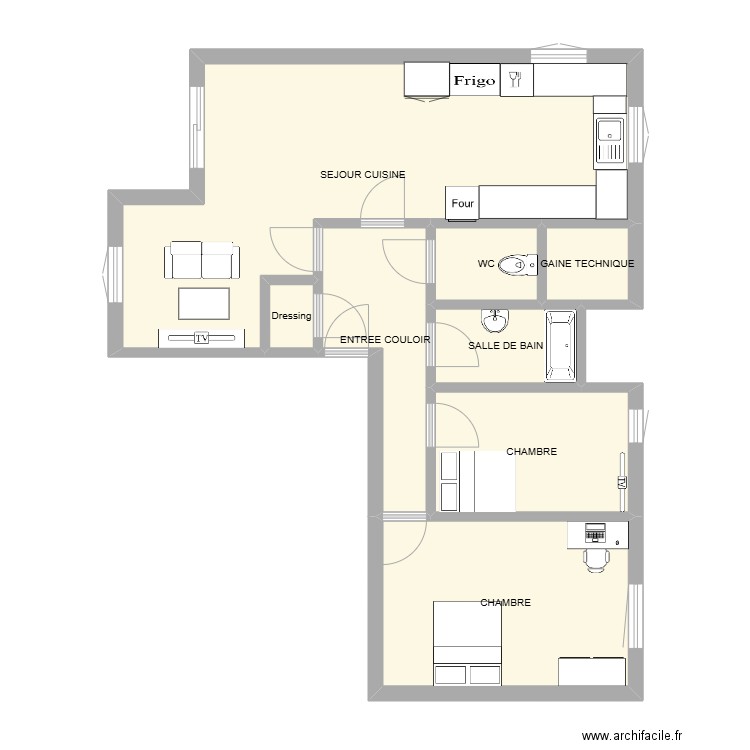 PLAN HANAFI. Plan de 8 pièces et 62 m2
