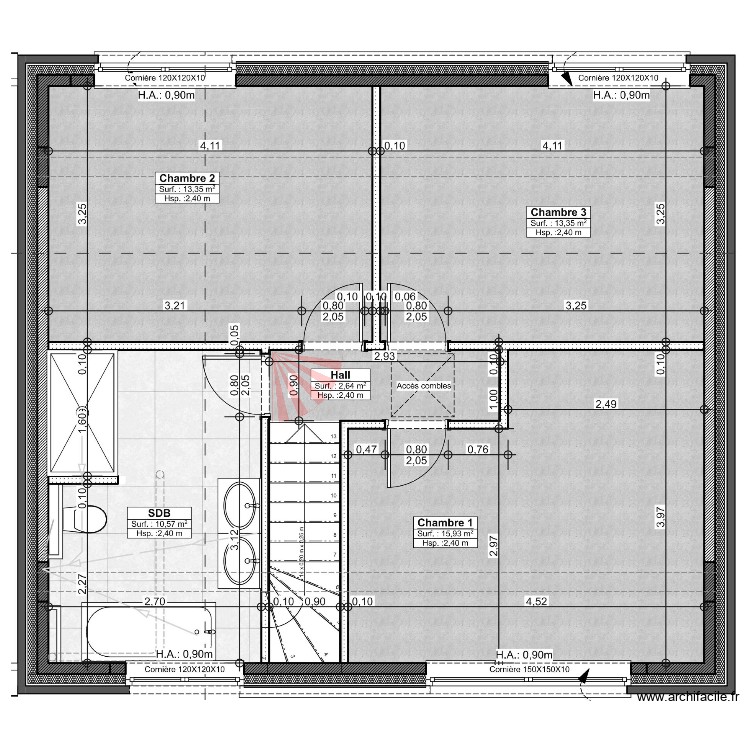 Raucq_etage. Plan de 0 pièce et 0 m2
