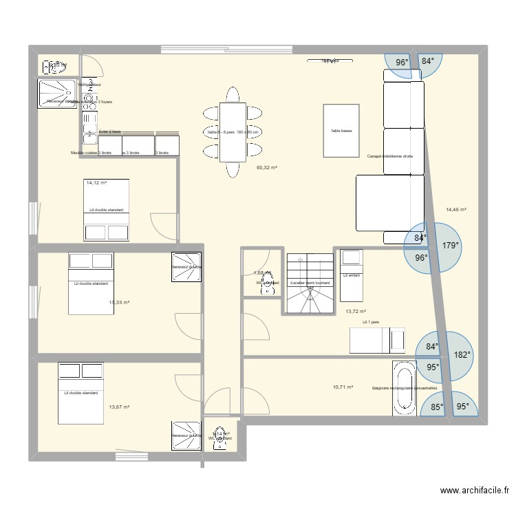 carasol. Plan de 10 pièces et 146 m2