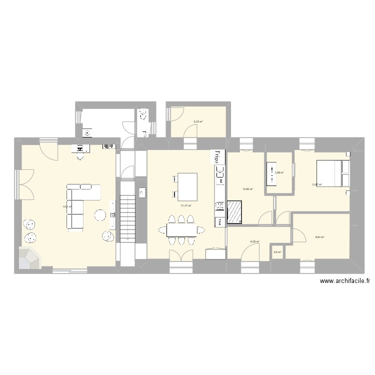 maison actuelle. Plan de 9 pièces et 127 m2