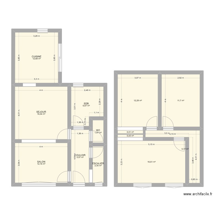 MAISON. Plan de 13 pièces et 104 m2